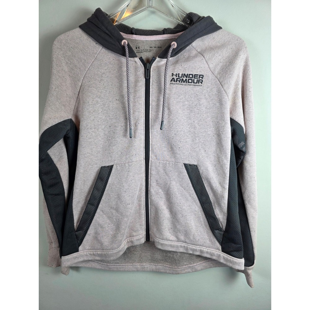 Under Armour Girls XS Pink Speckled Full Zip Hoodie Layering‎